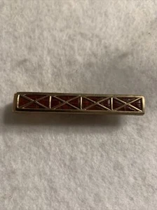 Vintage Swank Gold Tone Red X Pattern Tie Clasp Bar Clip M44 - Picture 1 of 4