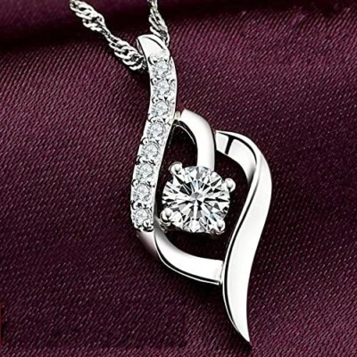 Edel Halskette 925er Sterling Silber Anhänger Collier Zirkonia Kristall Geschenk - Bild 1 von 4