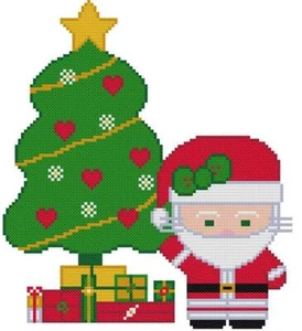 KREUZSTICH + BASTELMUSTER Hello Kitty Weihnachten Weihnachtsmann Baum Geschenke Katze - Bild 1 von 14