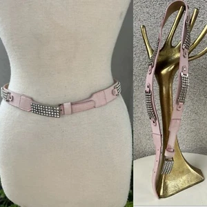 Vintage Belt Western By Streets Ahead Pink Leather Rhinestones small - Picture 1 of 11