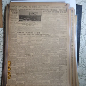 Aviation Wright Bros. Newspaper 1909 #53 RUDDER BROKEN AVERTS CRASH - Picture 1 of 1
