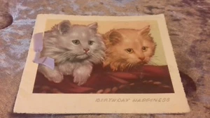 Vintage Cat Birthday Greetings Card - Foto 1 di 6