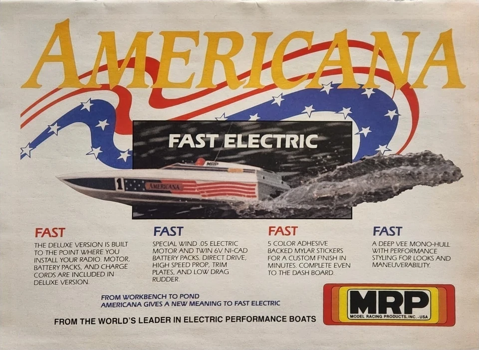 MRP Americana Electric Racing Boat  Print Ad Ephemera Wall Art Decor - Image 1 of 1
