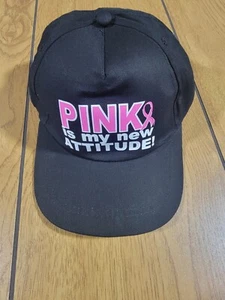 Breast Cancer Awareness Baseball Cap with Saying "Pink is my new attitude" - Picture 1 of 3