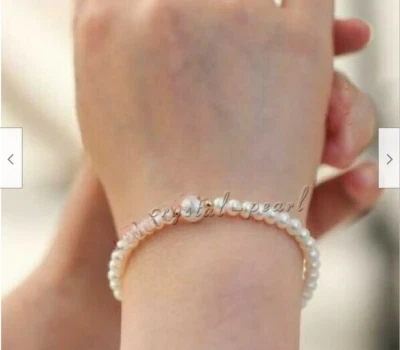 Brazalete de perlas Akoya 4-5 mm blanco natural real 7,5-8" AAA++ 8 MM oro 14k  Foto 1 de 4