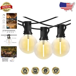 Durable 100FT Outdoor Globe String Lights - 50 Shatterproof Bulbs & Waterproof - Picture 1 of 10
