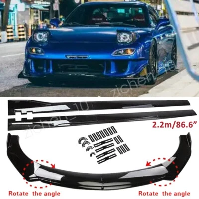 For Mazda RX-7 RX-8 Front Bumper Lip Splitter Body Kit Side Skirts Gloss Black Foto 1 de 4