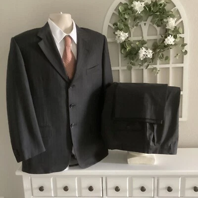 CORNELIANI MADE IN ITALY 3 Btn 100% Wool 2 Pc Suit Sz 42R 38X32 CHAR GRAY STRIPE - Image 1 of 4
