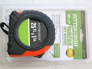 NEW 25FT. X 1'' PITTSBURGH QUICK FIND TAPE MEASURE - Picture 1 of 4