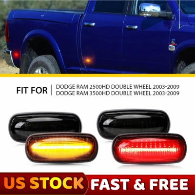 Luces LED marcadoras laterales de guardabarros ahumadas 4X para Dodge Ram 3500 2500 de doble platón 03-09 Foto 1 de 4
