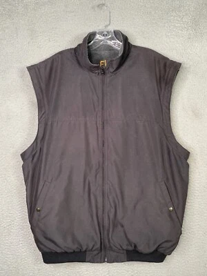 Chaleco Reversible Footjoy Para Hombres Grande Negro/Gris Rompevientos Forrado de Vellón Cremallera Golf Foto 1 de 4