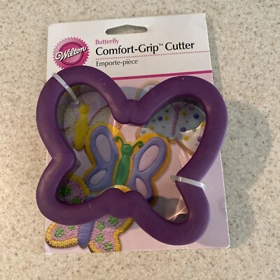 Wilton 4" agarre cómodo y cortador de galletas de metal resorte forma mariposa púrpura NUEVO Foto 1 de 2
