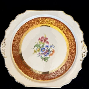 Vintage Cake Plate Dresden Duchess by Harker 22K Gold Trim AS IS Scratches Scuff - Bild 1 von 23