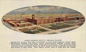 Sears Roebuck Co Waren- und Lebensmittelgebäude Chicago Illinois 1917 Postkarte - Bild 1 von 2