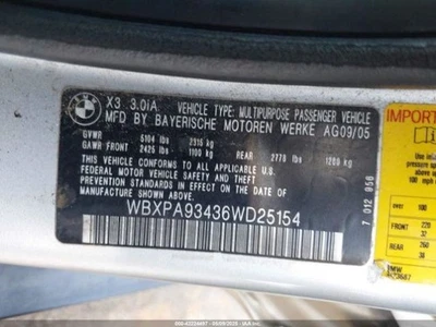 Passenger Front Window Regulator Electric Fits 04-10 BMW X3 4678105 Foto 1 de 4