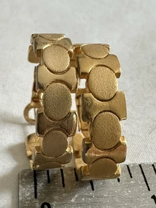 orecchini vintage Les Bernard clip on cerchio art deco tono oro - Foto 1 di 10