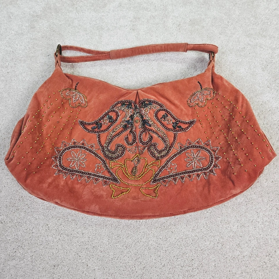 De Colección Para Nine Y2K Terciopelo Bohemio Hobo Bolso Con Cuentas Bordado Bolso de Hombro Cartera Foto 1 de 4