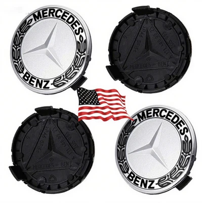 4PCS For Mercedes Benz Most models Wheel Center Caps Emblem Rim Hub Cover 75mm  - Image 1 of 4