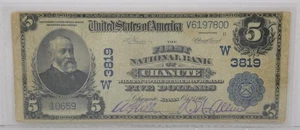 1902 $5 National Currency First national Bank of Chanute Kansas Charter # 3819 - Picture 1 of 4