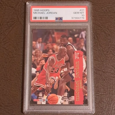1995 Hoops, #21, Michael Jordan, PSA 10 GEM ESTADO PERFEITO - Imagem 1 de 2