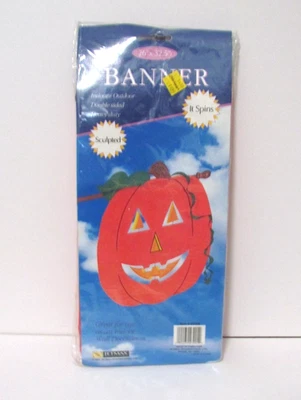 Banner decorativo de calabaza de doble cara Jetmax 26" x 32,5" vintage nuevo en stock Foto 1 de 3
