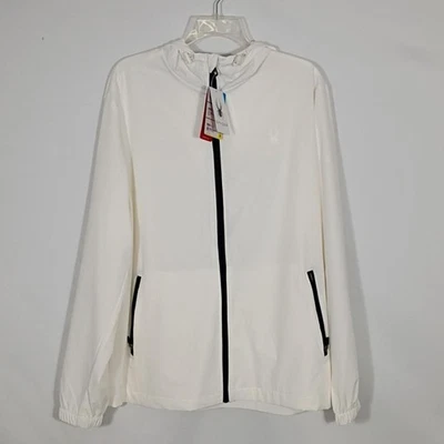 NWT Spyder White Stretch Woven Jacket with Black Zipper Mens Size Small - Image 1 of 4