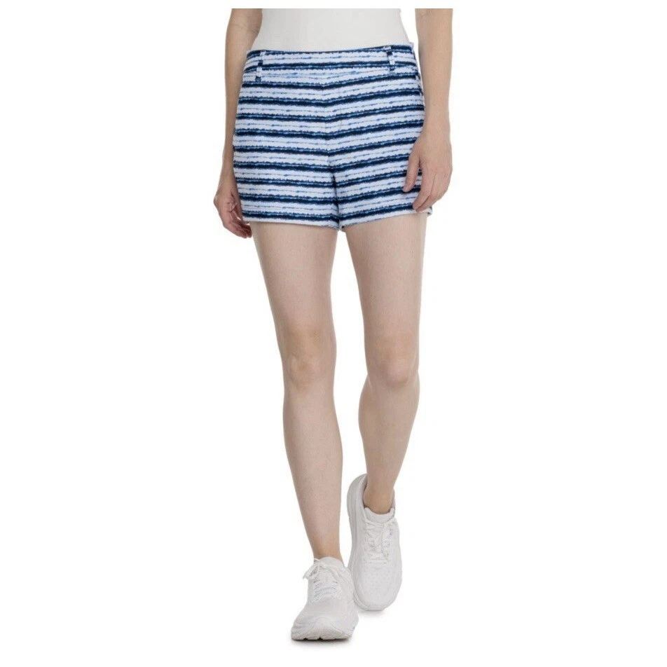 SPANX Women's Size Medium 4in Sunshine 50212R Shorts Blue Striped Pull on