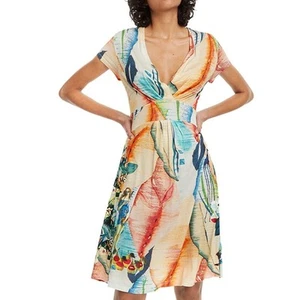 Desigual Luana Vest Wrap Dress Floral Print Tie Waist Women's Medium - Picture 1 of 10