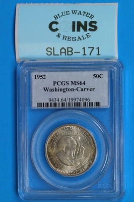 1952 50C WASHINGTON CARVER SILVER HALF DOLLAR PCGS MS64 US TYPE COIN HN-171 - Image 1 of 2
