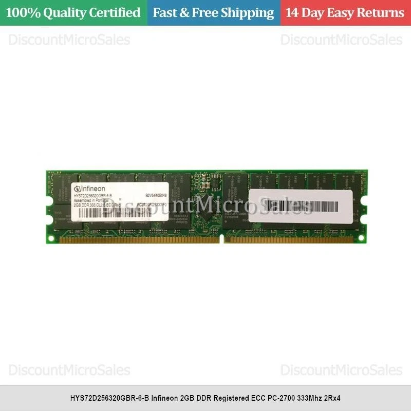 HYS72D256320GBR-6-B Infineon 2GB DDR Registered ECC PC-2700 333Mhz 2Rx4 - Image 1 of 1