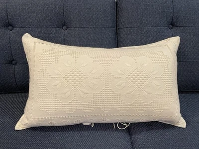 Decorative White Lace bed pillow w/ insert - 22" x 12", approx. 6" deep. - Image 1 of 4