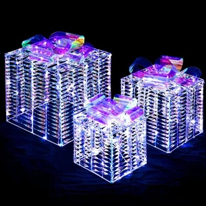 COSTWAY 3er Set Geschenkboxen Weihnachten beleuchtet 90 LED beleuchtet Geschenkboxen - Bild 1 von 4