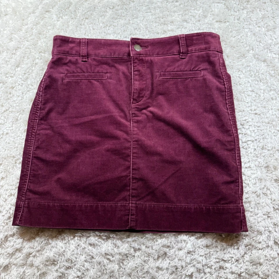 Ann Taylor LOFT 灯芯绒裙女式 4 栗色迷你学院波西米亚学院复古 — 第 1/4 张图片