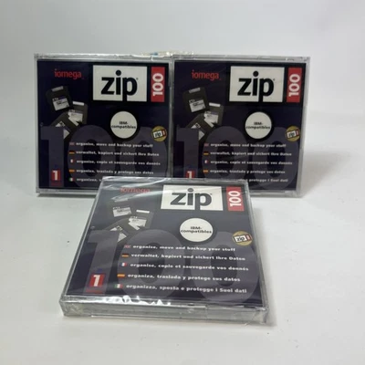3X IOMEGA Zip 100Mb Disk IBM COMPATIBLES New Sealed  - Image 1 of 3