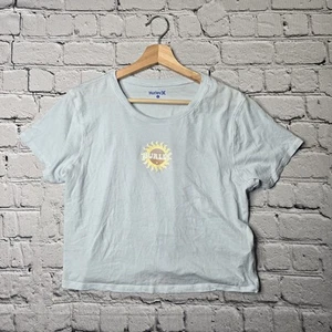 Hurley Steel Blue 100% Cotton Short Sleeve Sunshine Crop Top Size Large - Picture 1 of 9
