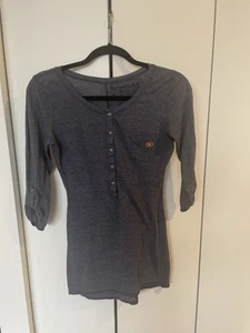 Spenglish Women's washed denim style long fited T Always Keep Smiling SZ S 3/4 s - Picture 1 of 16