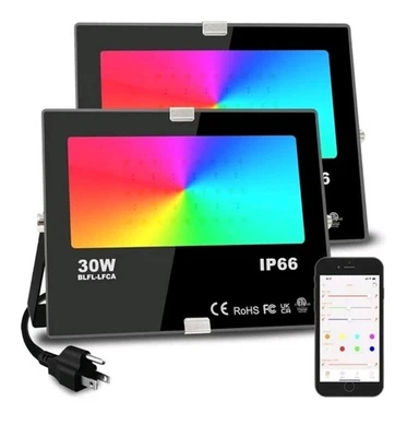  LED Flood Light Outdoor 30W, 300W Equivalent 3000LM Color Changing Stage 2 - Image 1 of 4