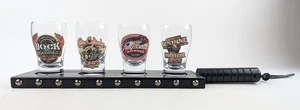 Harley-Davidson Roadhouse Brew Pub Tasting Beer Flight Set of 4 Glasses + Paddle - Bild 1 von 9