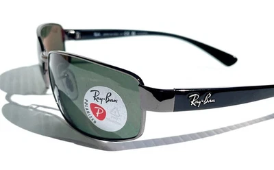 Gafas de sol Ray Ban Gunmetal con lentes polarizadas verde oscuro RB3364 004/58 Foto 1 de 3