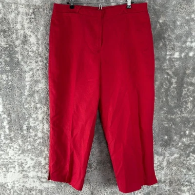 Pantalones Larry Levine Sport Talla 12 Recortados Mezcla de Lino Frente Plano Rojo Cremallera Foto 1 de 4