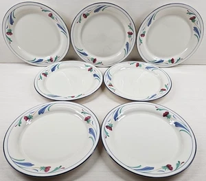 (7) Lenox Poppies On Blue Salad Plates Set Vintage Chinastone Floral Elegant Lot - Picture 1 of 24