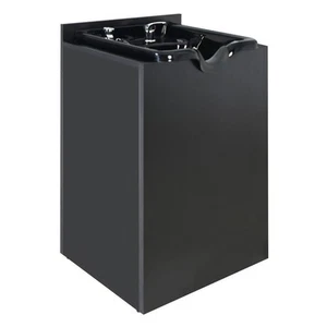 Shampoo Backwash Sink Station with PVC Shampoo Bowl Spa Equipment Black Cabinet - Picture 1 of 13