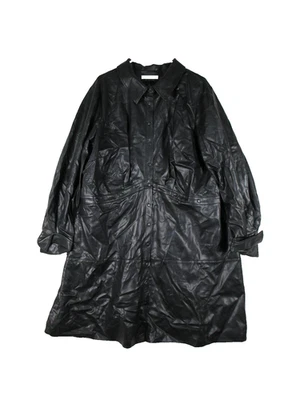 Eloquii Mens Button-Up Faux Leather Jacket Coat Long Sleeve Size 24 Black - Image 1 of 4