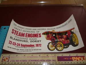 MOTORES DE VAPOR DORSET FAIR STOURPAINE BUSHES BLANDFORD 1972 VOLANTE/VENTANA DE COCHE - Imagen 1 de 2