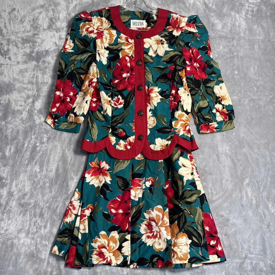 Conjunto de traje chaqueta maxi falda floral vintage años 80 conjunto cottagecore Bloomcore Foto 1 de 4