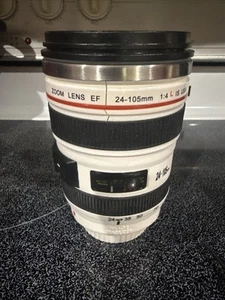 Coffee Mug Thermos Lens Cup Stainless Steel Canon White - Picture 1 of 4