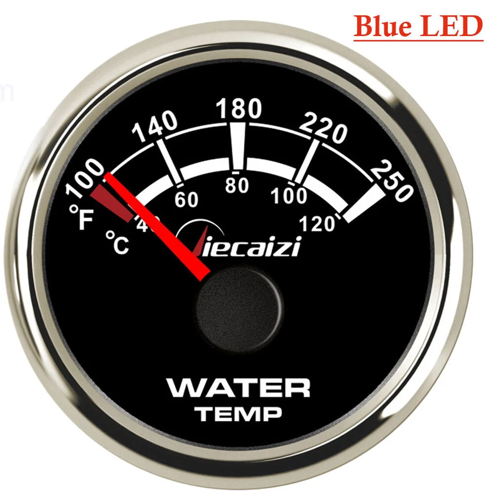 Jiecaizi 52mm Water Temp Gauge 40-120c 100-250f Blue Led Black Temperature Meter - Image 1 of 4