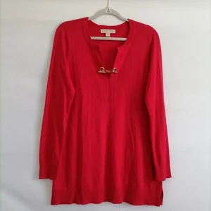 Michael Michael Kors Womens Red Gold Tone Metal Clasp Detailing Sweater Size M - Picture 1 of 9