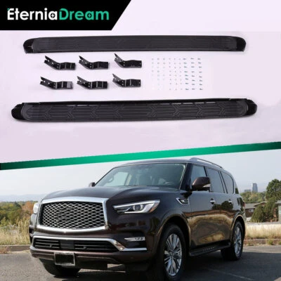 New Running Board Fit for Infiniti QX56 QX80 2011-2023 Black Side Steps Nerf Bar - Image 1 of 4