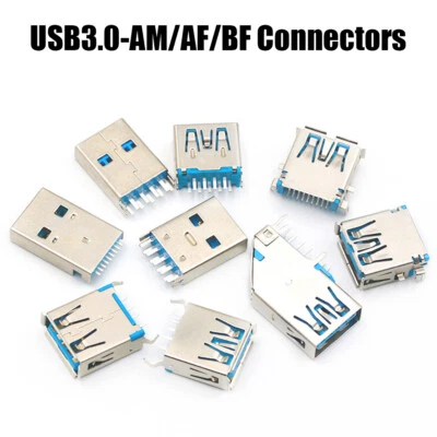Female USB3.0-AM/AF Connector Socket  Jack 90°/180° DIP For Hi-Speed Data 2/5pcs - Image 1 of 4
